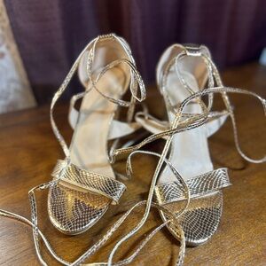 Gold Strappy Women's Sandals